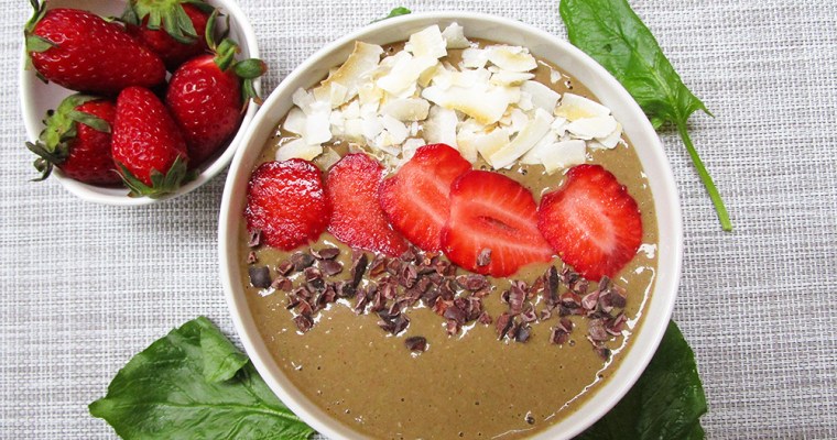 Chocolate Spinach Strawberry Smoothie Bowl