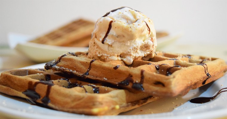 Chocolate Belgian Ice Cream Waffles
