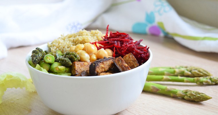 Asparagus & Beet Salad With Almond Tofu