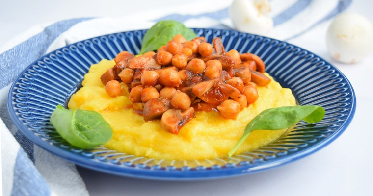 Creamy Polenta with Mushrooms and Chickpeas